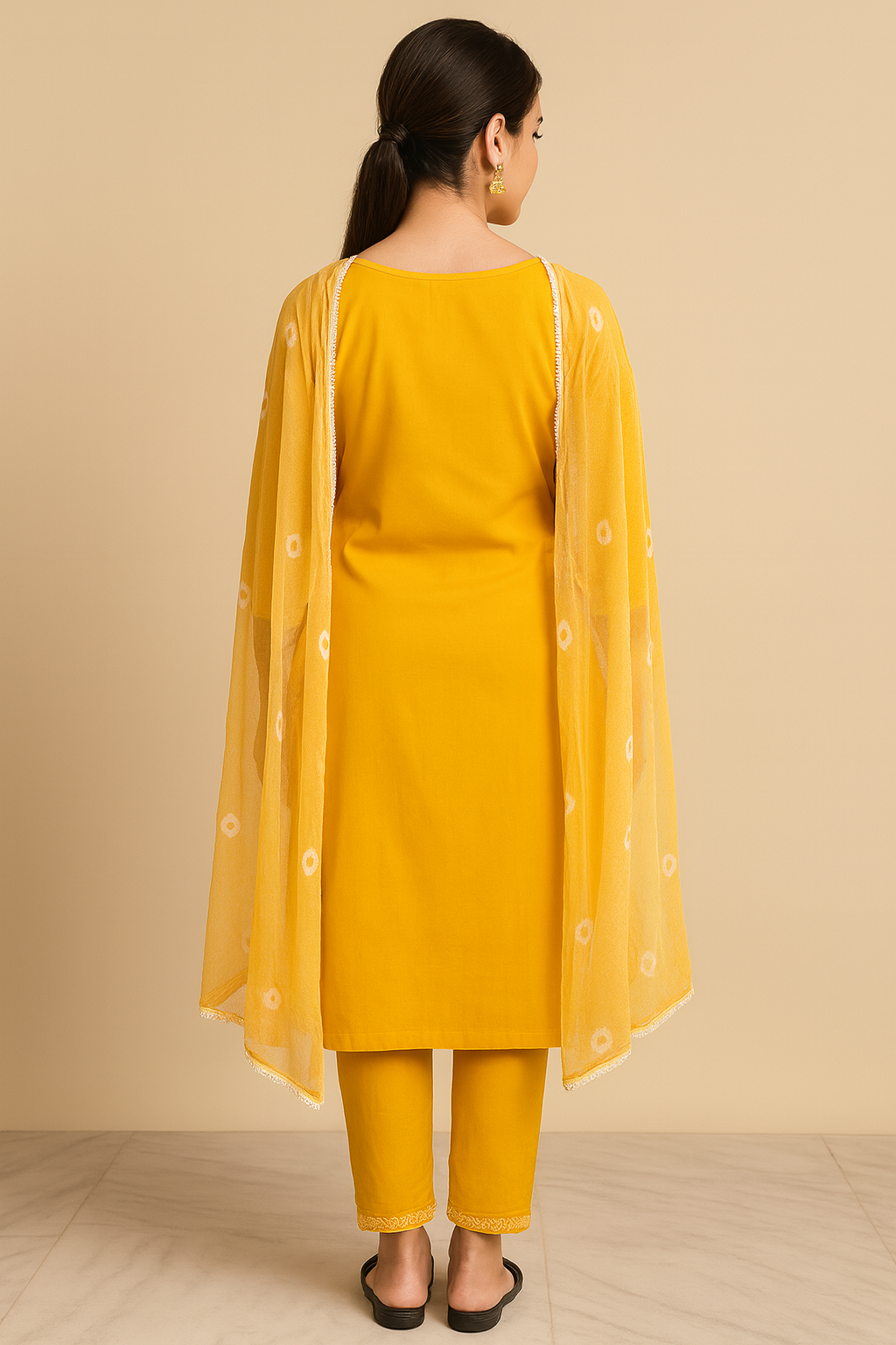 Classicove™ Yellow Embroidered Chanderi Cotton Suit Set – Desi Hands Exclusive