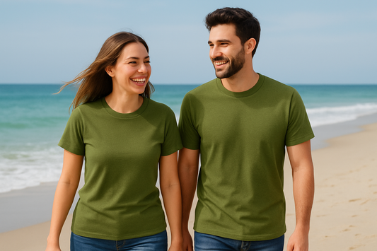 Olive Green Classic Round Neck Polycotton T-Shirt – 180 GSM by ClassiCove™