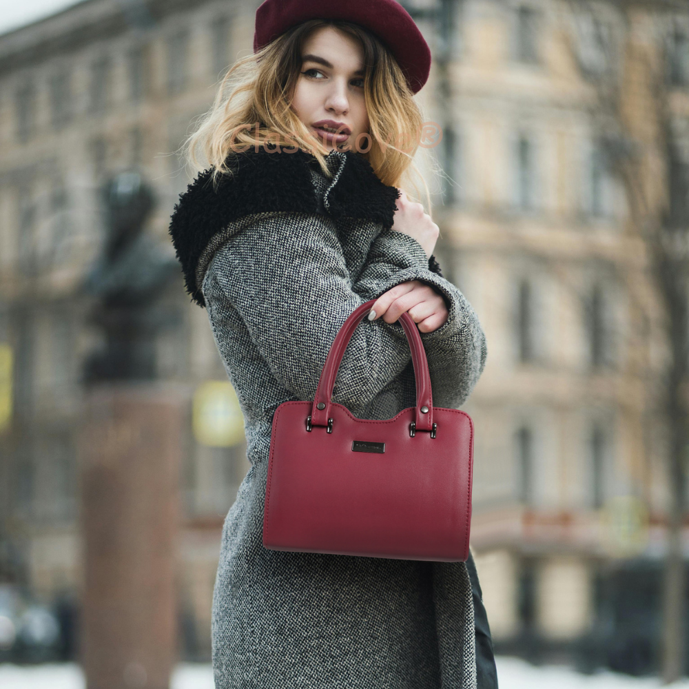 ClassiCove Women  Handbag | PU Leather Satchel Bag with Sling Strap | Stylish Office & Casual Purse Desi Hands