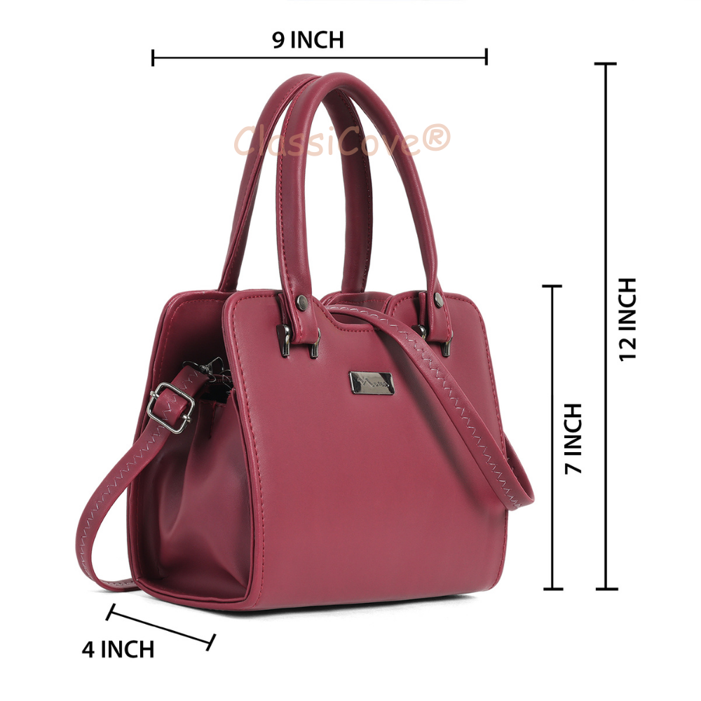 ClassiCove Women  Handbag | PU Leather Satchel Bag with Sling Strap | Stylish Office & Casual Purse Desi Hands