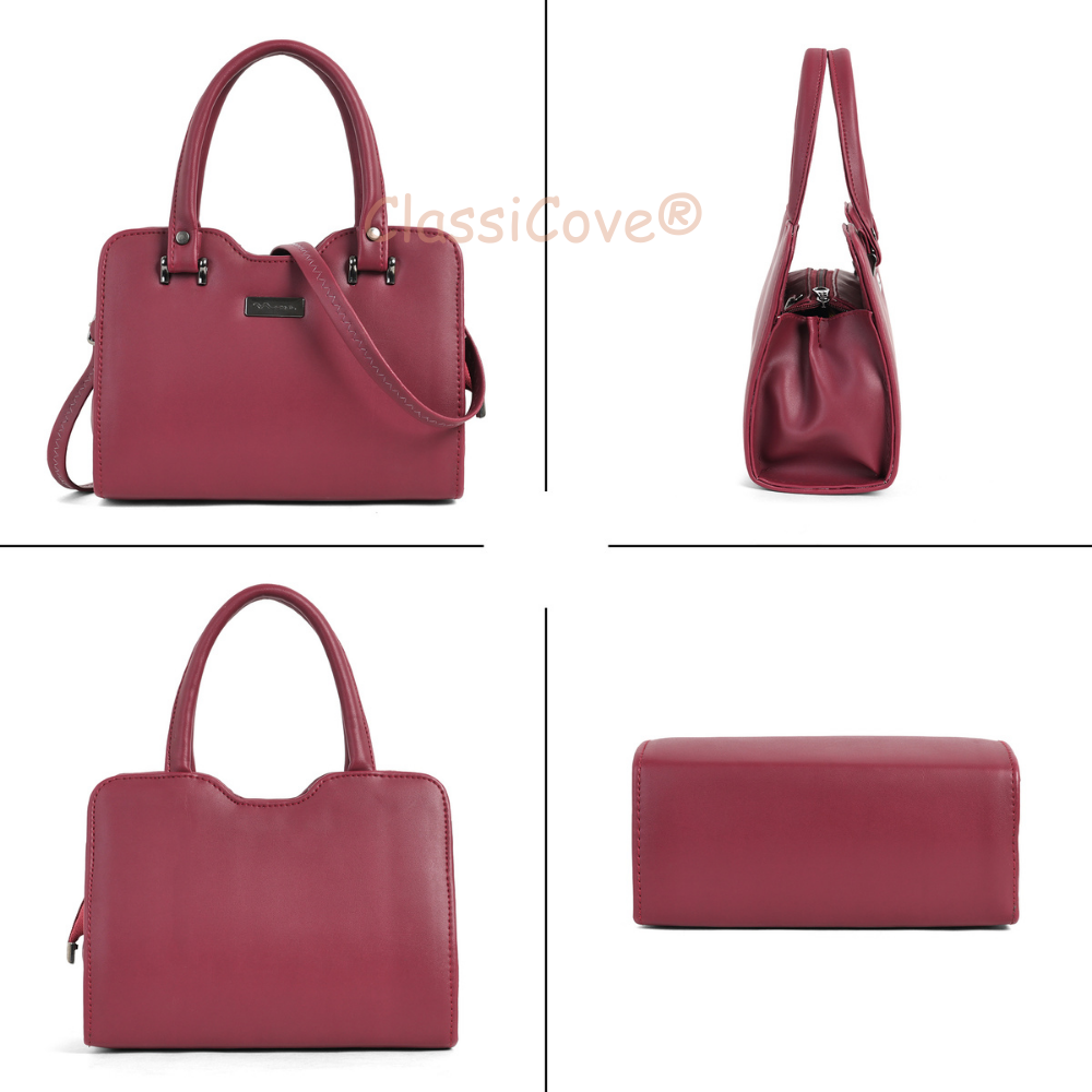 ClassiCove Women  Handbag | PU Leather Satchel Bag with Sling Strap | Stylish Office & Casual Purse Desi Hands