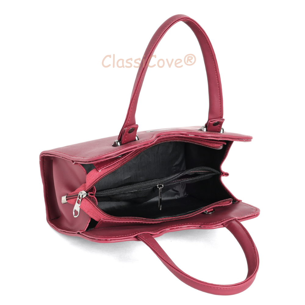 ClassiCove Women  Handbag | PU Leather Satchel Bag with Sling Strap | Stylish Office & Casual Purse Desi Hands