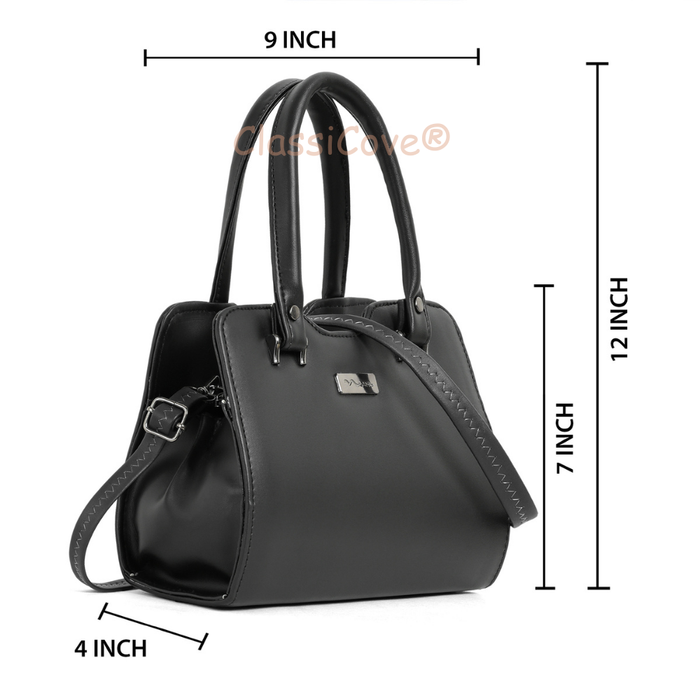 ClassiCove Women  Handbag | PU Leather Satchel Bag with Sling Strap | Stylish Office & Casual Purse Desi Hands
