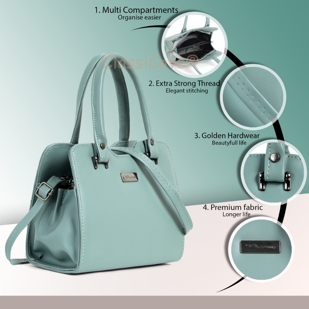 ClassiCove Women  Handbag | PU Leather Satchel Bag with Sling Strap | Stylish Office & Casual Purse Desi Hands