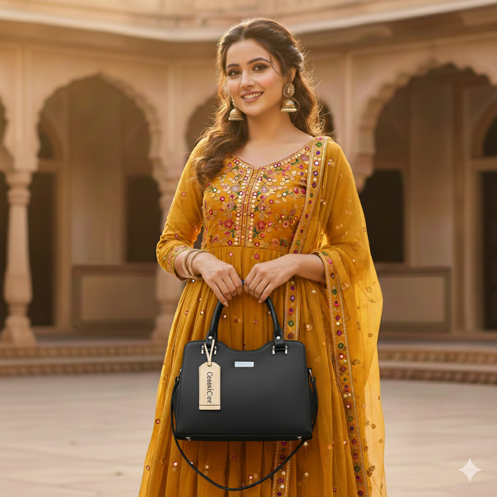 ClassiCove Women  Handbag | PU Leather Satchel Bag with Sling Strap | Stylish Office & Casual Purse Desi Hands