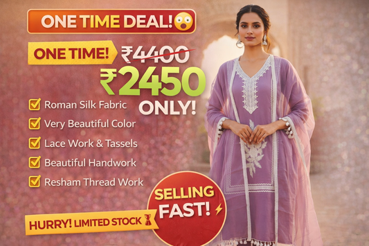 Lavender Roman Silk Suit with Organza Dupatta , Lace Work Done , Pakistani Suit