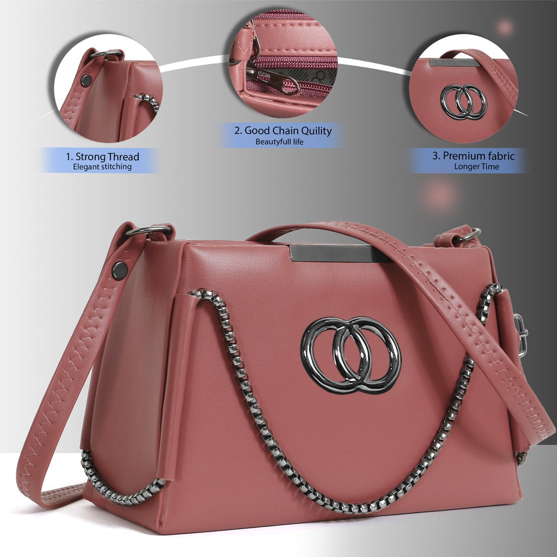 Classicove Stylish Pink Chain Shoulder Bag for Women Desi Hands