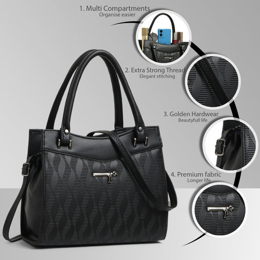 Classicove Black Elegant Handbag with Multi Compartments Desi Hands
