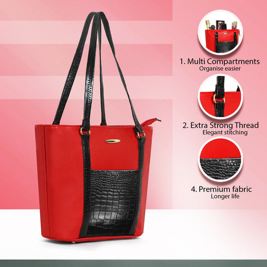 Classicove Red & Black Premium Tote Bag – Stylish Everyday Companion Desi Hands