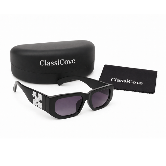 ClassiCove Urban X Rectangle Sunglasses | Premium Black UV400 Unisex Sunglasses for Men & Women | Stylish Square Frame | Trendy Fashion Shades