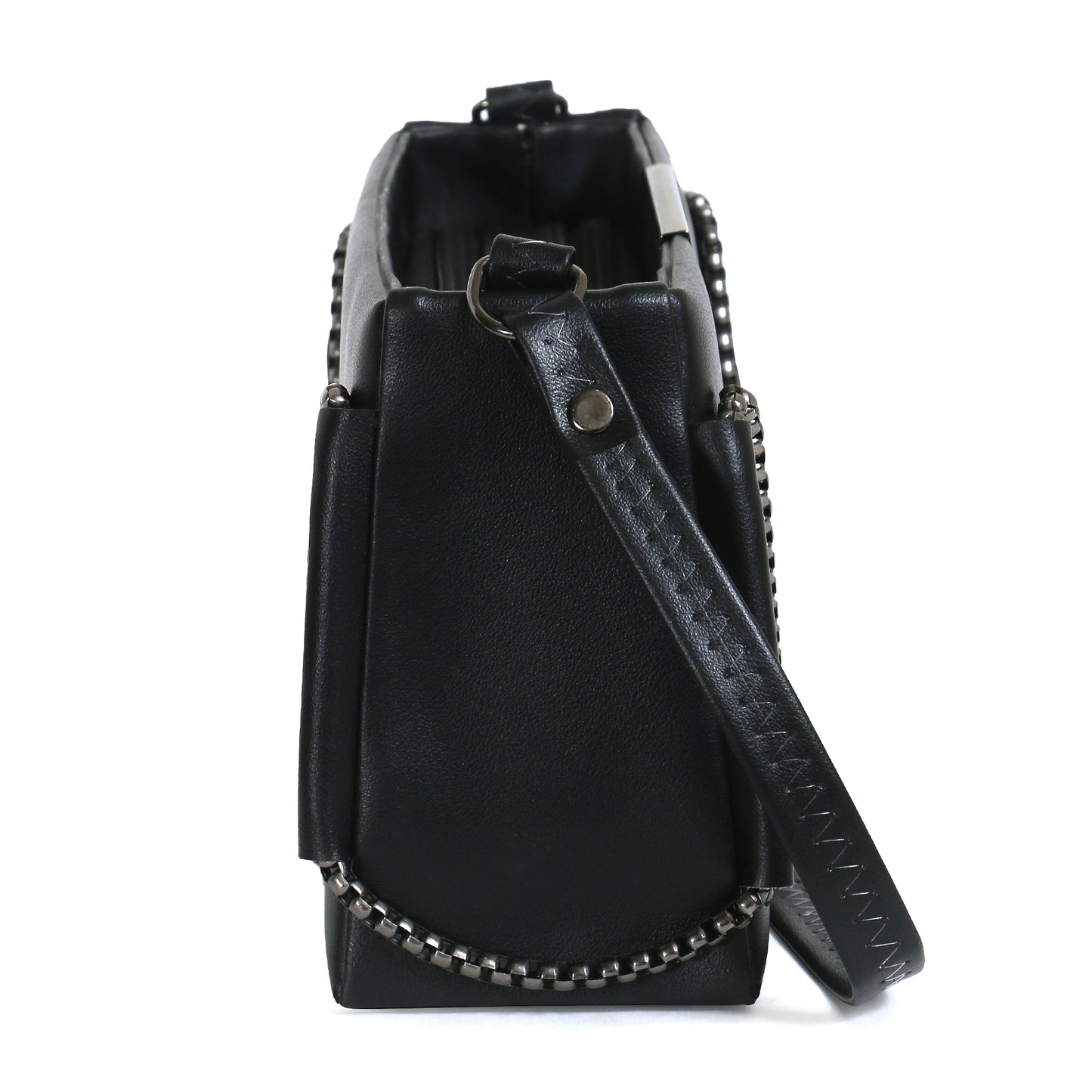 Classicove Elegant Black Shoulder Bag with Chain Detailing & Premium Finish Desi Hands