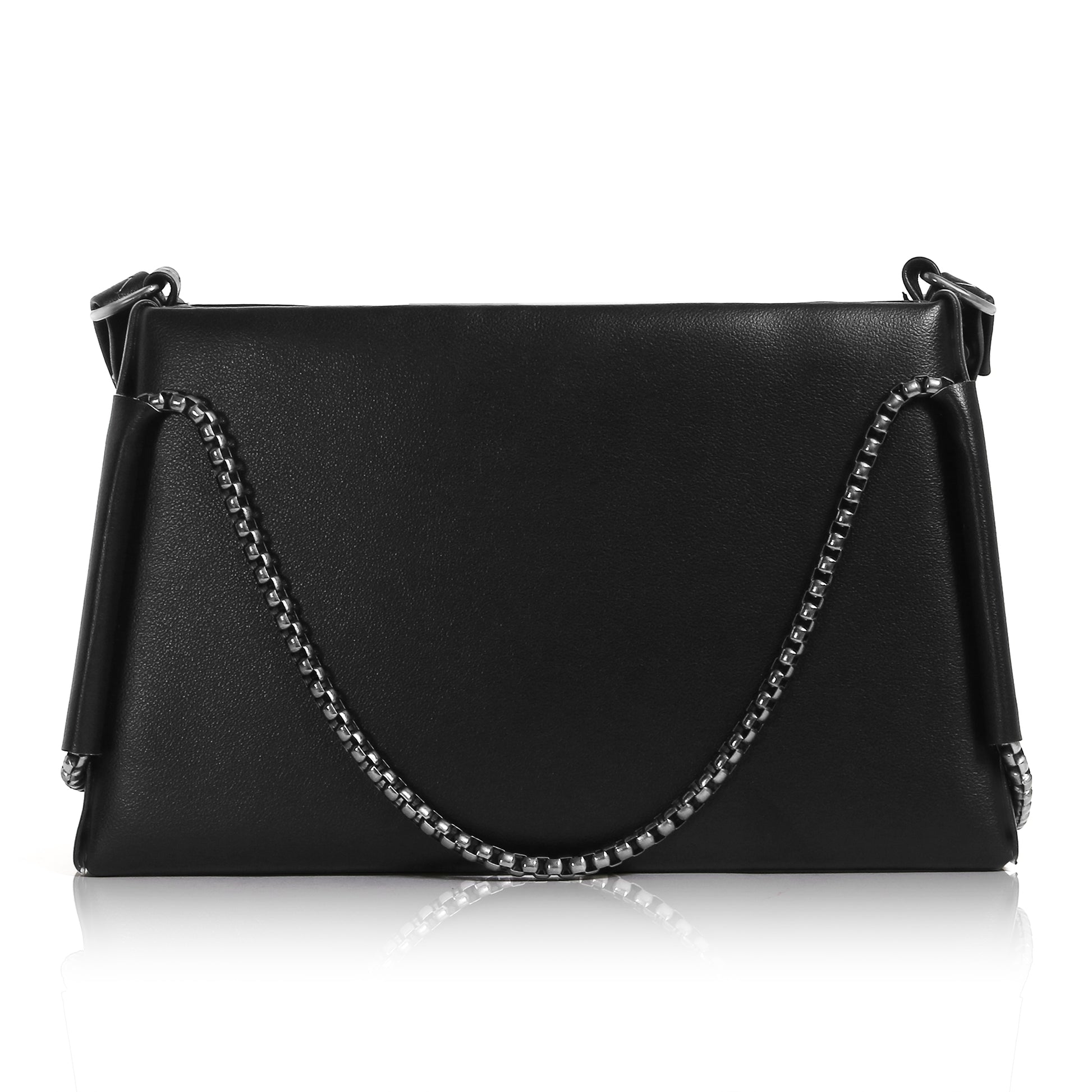Classicove Elegant Black Shoulder Bag with Chain Detailing & Premium Finish Desi Hands