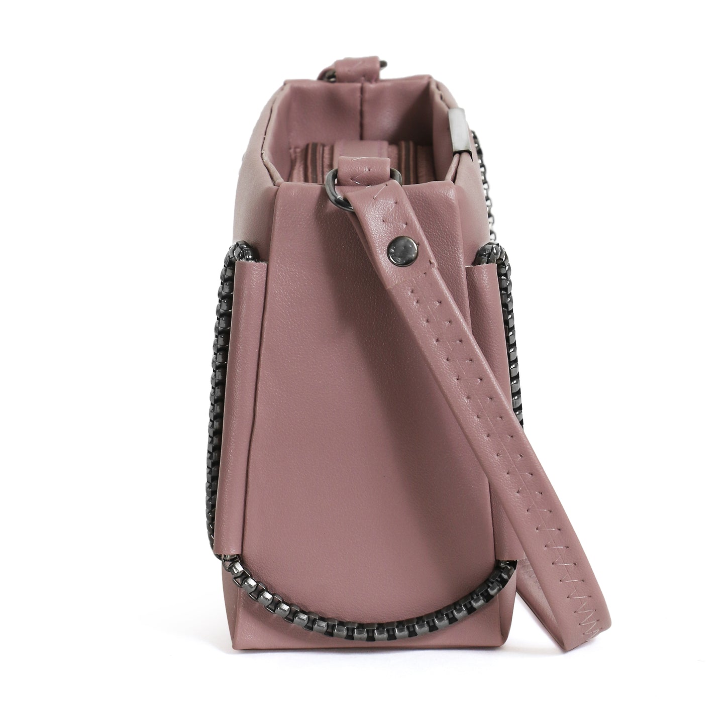 Classicove Elegant Pink Shoulder Bag with Chain Detailing Desi Hands
