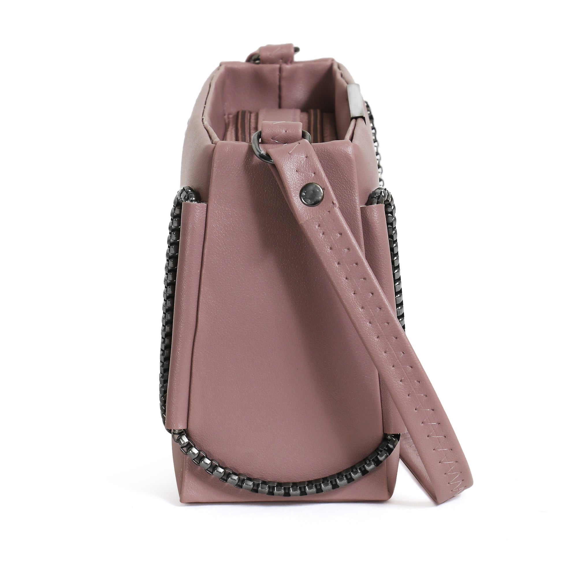 Classicove Elegant Pink Shoulder Bag with Chain Detailing Desi Hands