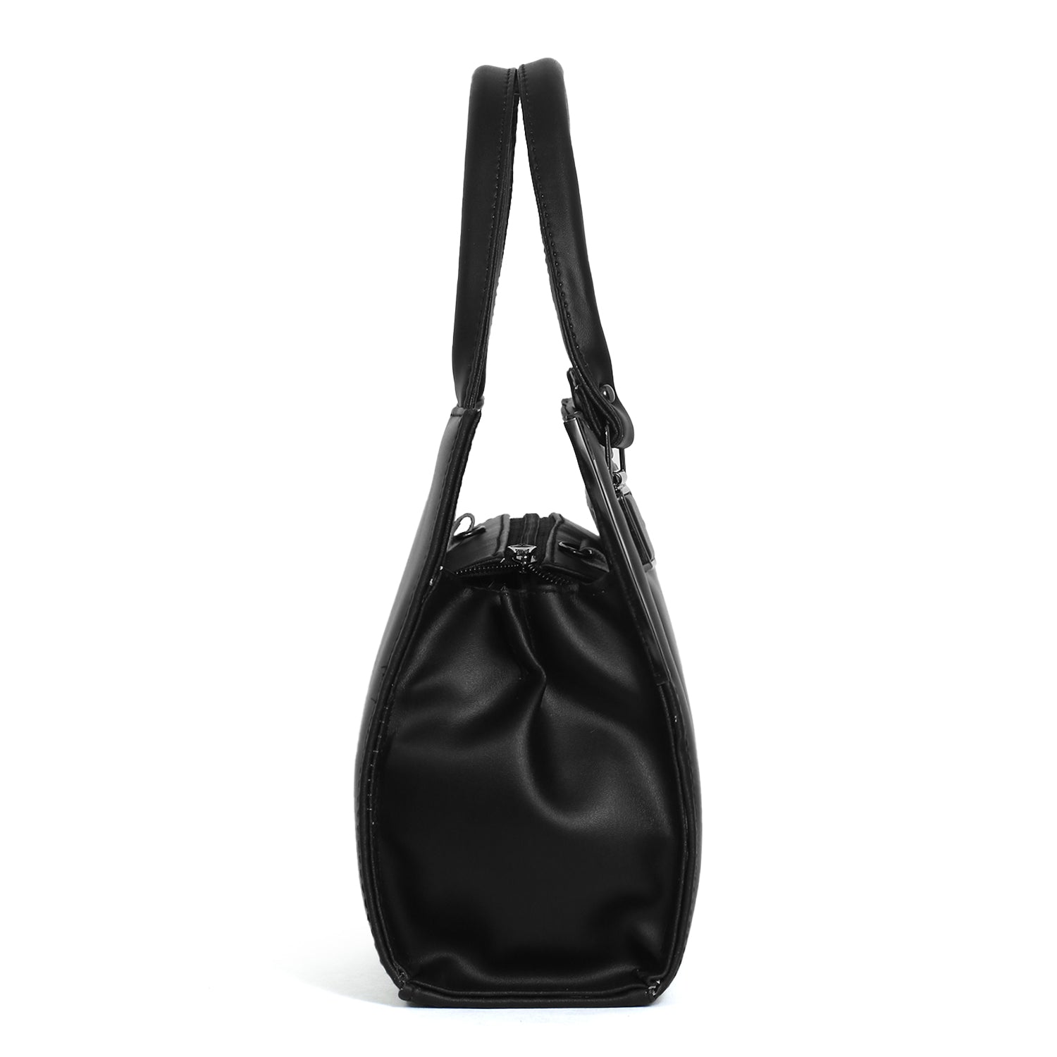 ClassiCove Women Black Handbag | PU Leather Satchel Bag with Sling Strap | Stylish Office & Casual Purse Desi Hands