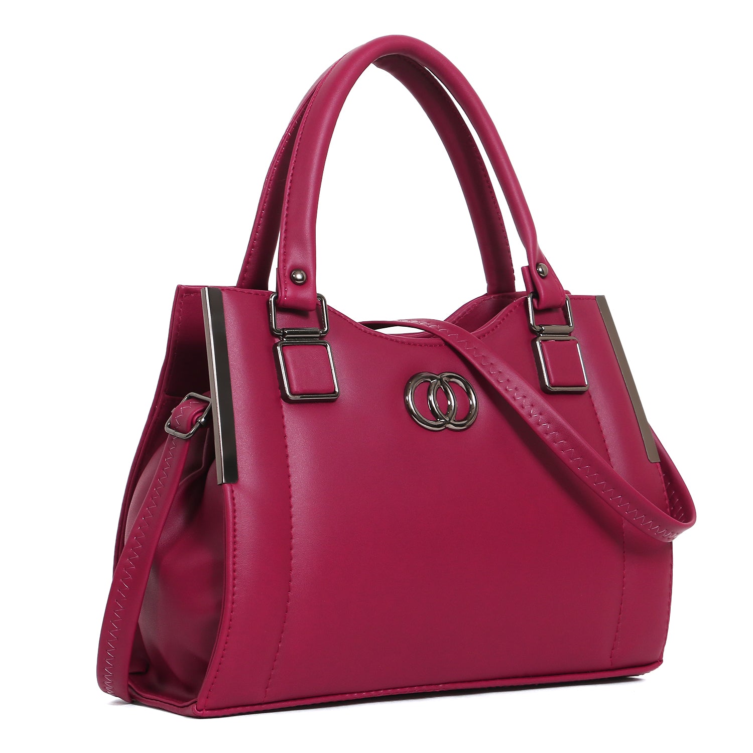 ClassiCove Women Pink  Handbag | PU Leather Satchel Bag with Sling Strap | Stylish Office & Casual Purse Desi Hands