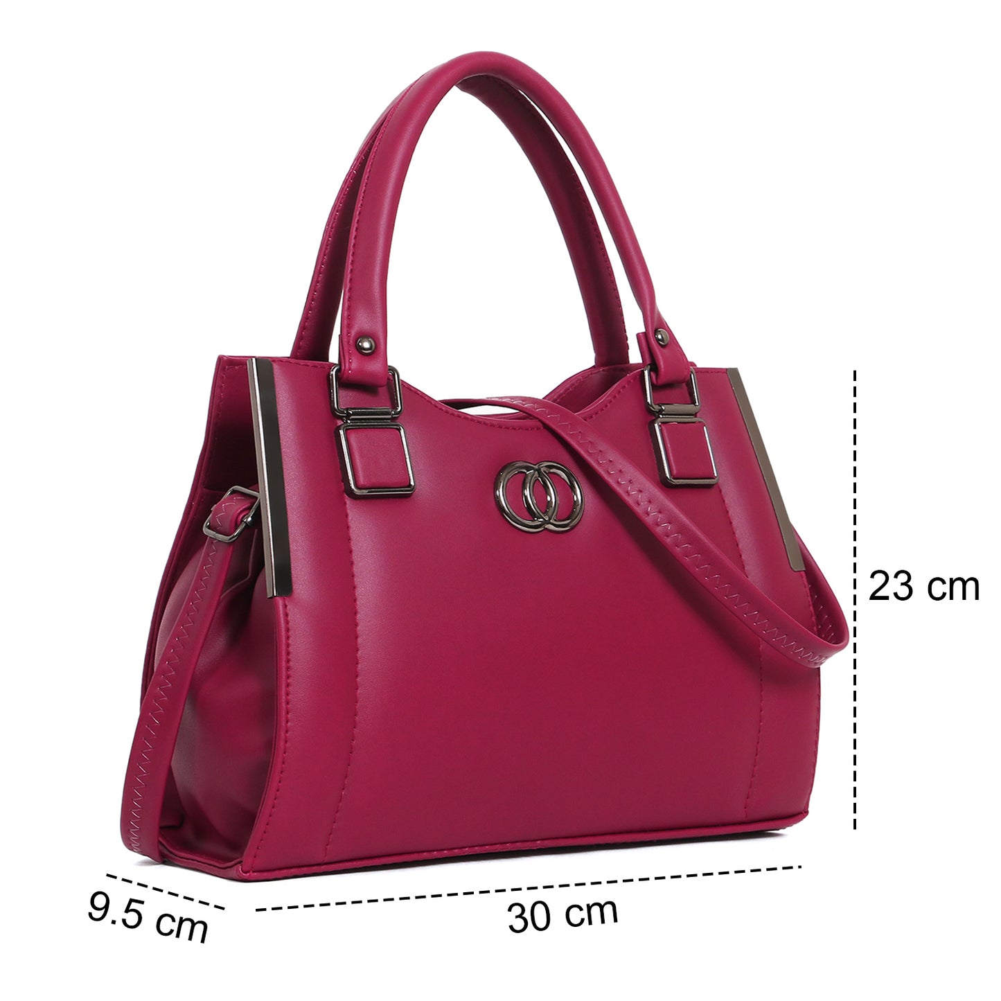 ClassiCove Women Pink  Handbag | PU Leather Satchel Bag with Sling Strap | Stylish Office & Casual Purse Desi Hands