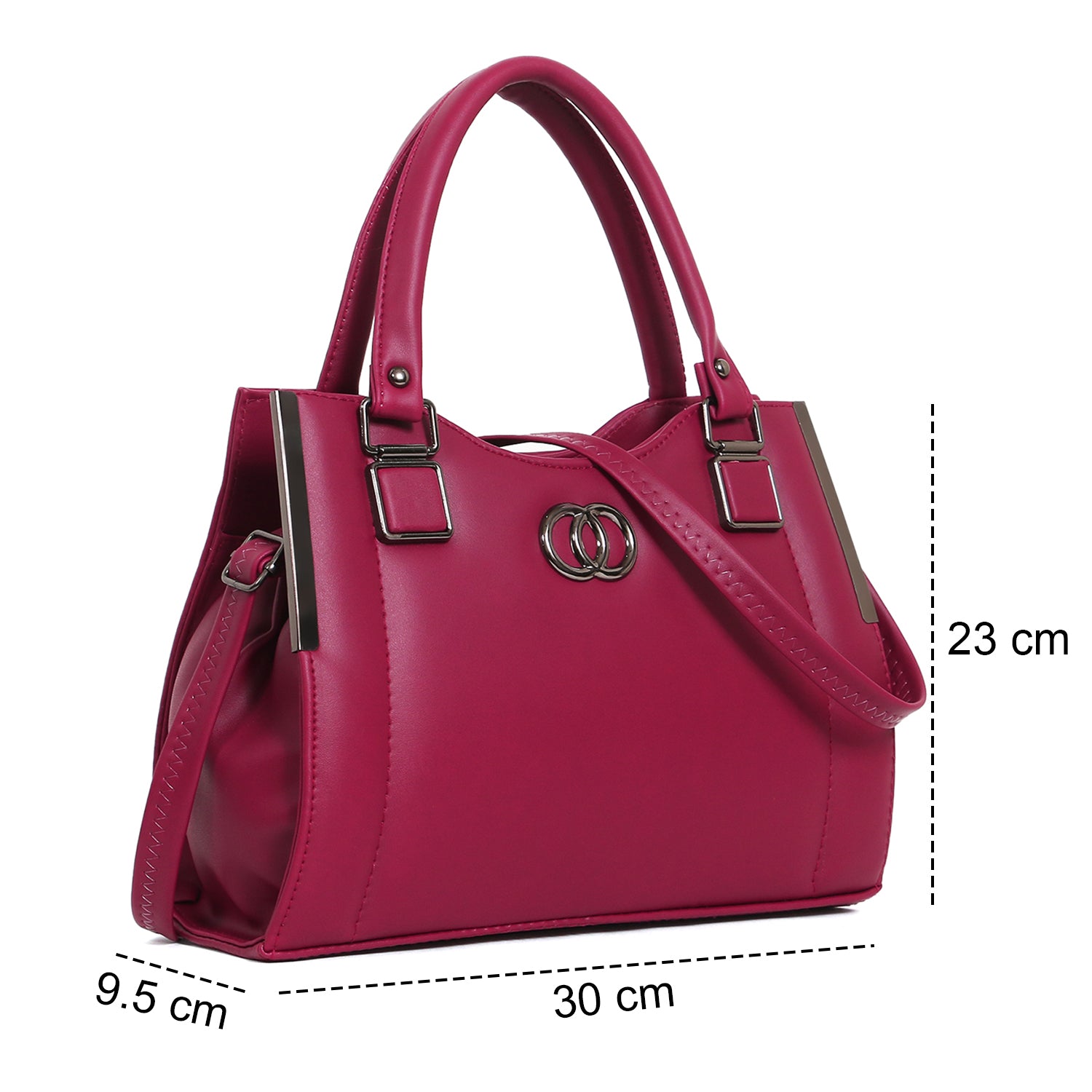 ClassiCove Women Pink  Handbag | PU Leather Satchel Bag with Sling Strap | Stylish Office & Casual Purse Desi Hands