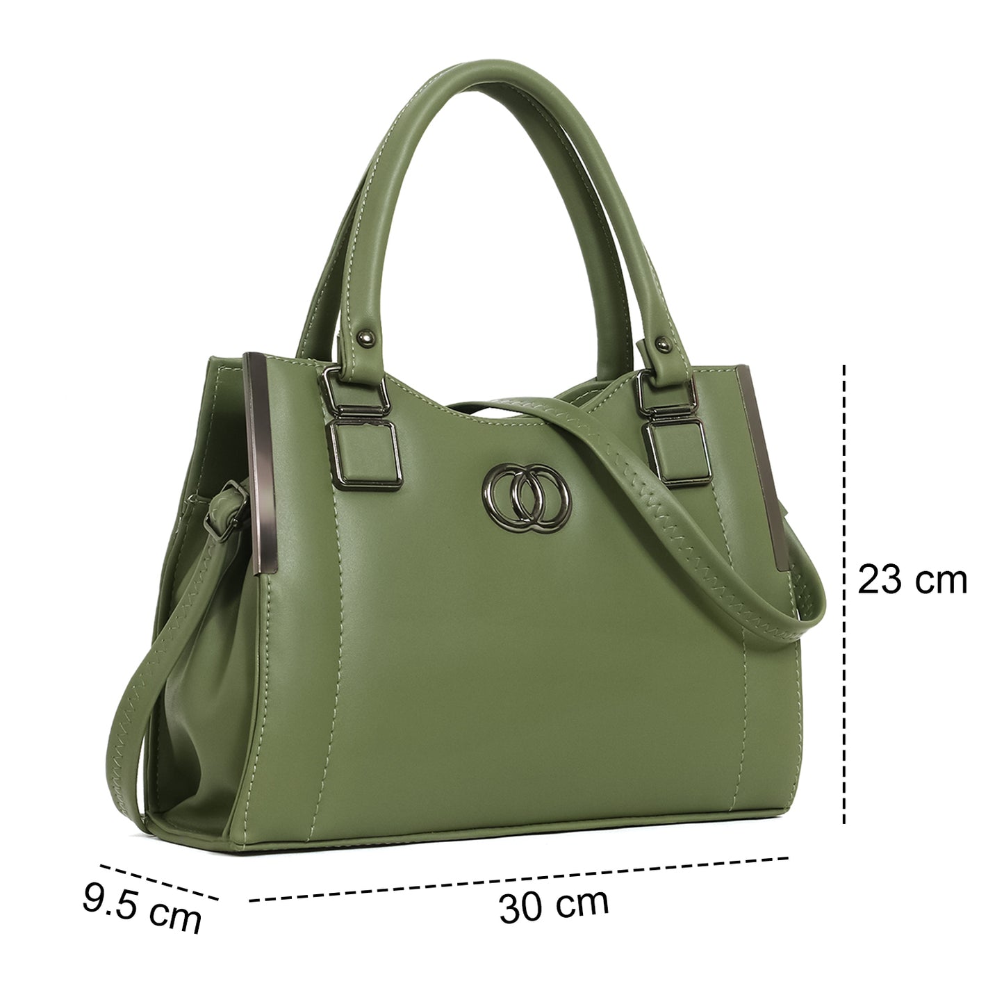 ClassiCove Women Green  Handbag | PU Leather Satchel Bag with Sling Strap | Stylish Office & Casual Purse Desi Hands