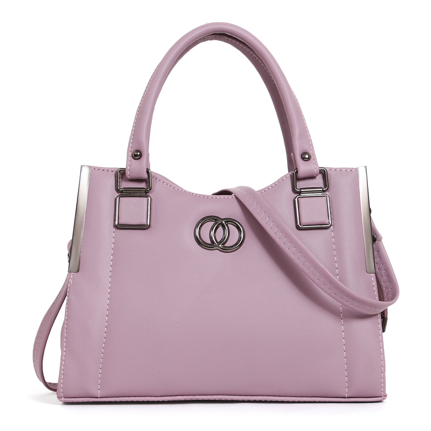 Classicove Lilac Handbag with Multi Compartments and Elegant Metal Detailing Desi Hands