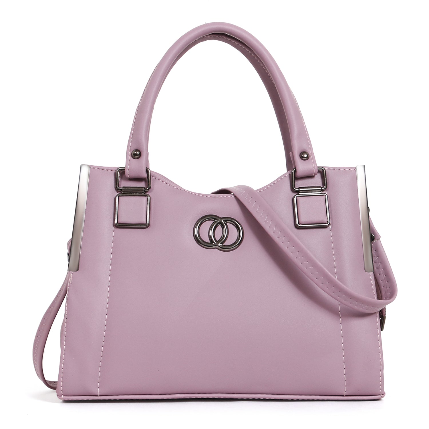 Classicove Lilac Handbag with Multi Compartments and Elegant Metal Detailing Desi Hands