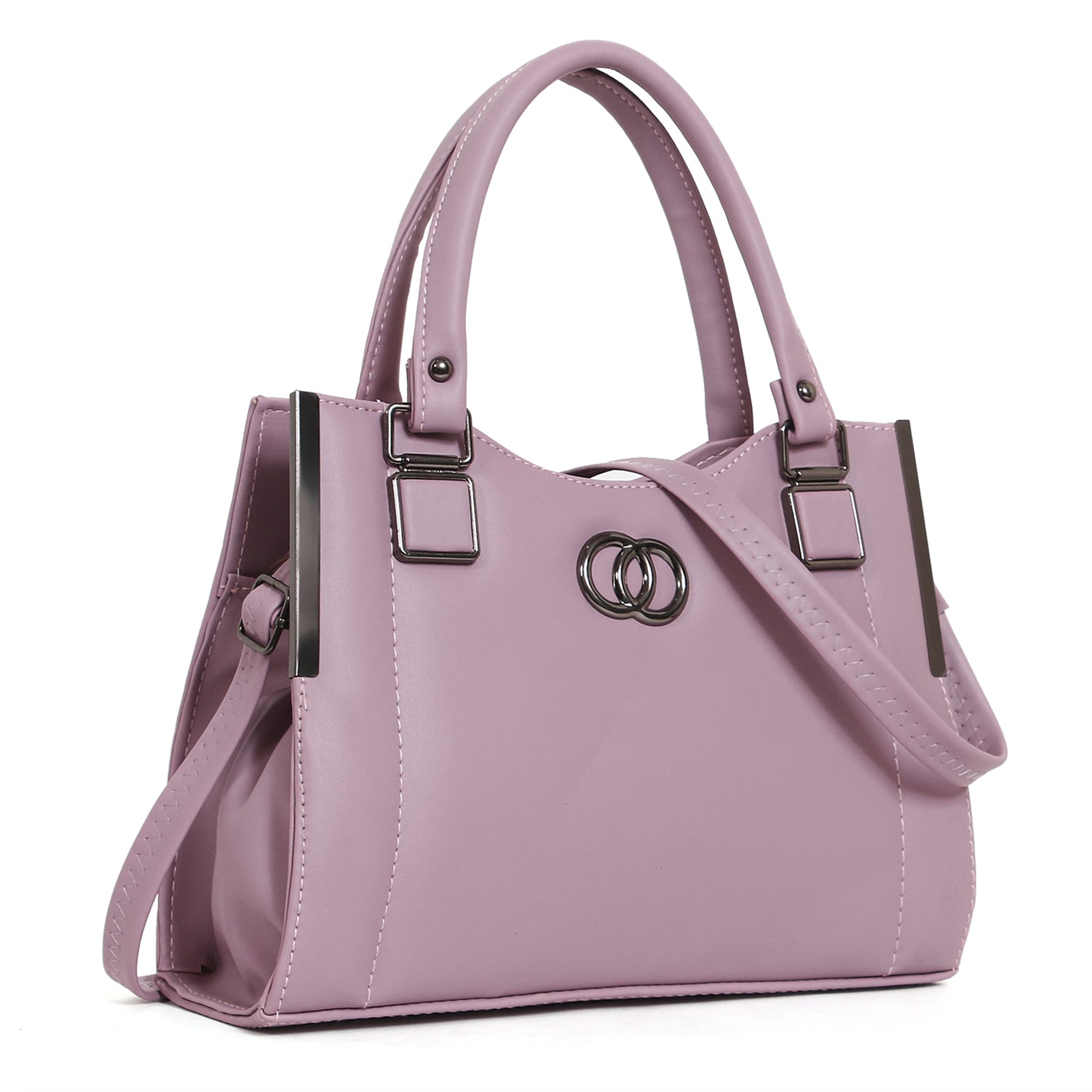 ClassiCove Women Lavender Handbag | PU Leather Satchel Bag with Sling Strap | Stylish Office & Casual Purs Desi Hands