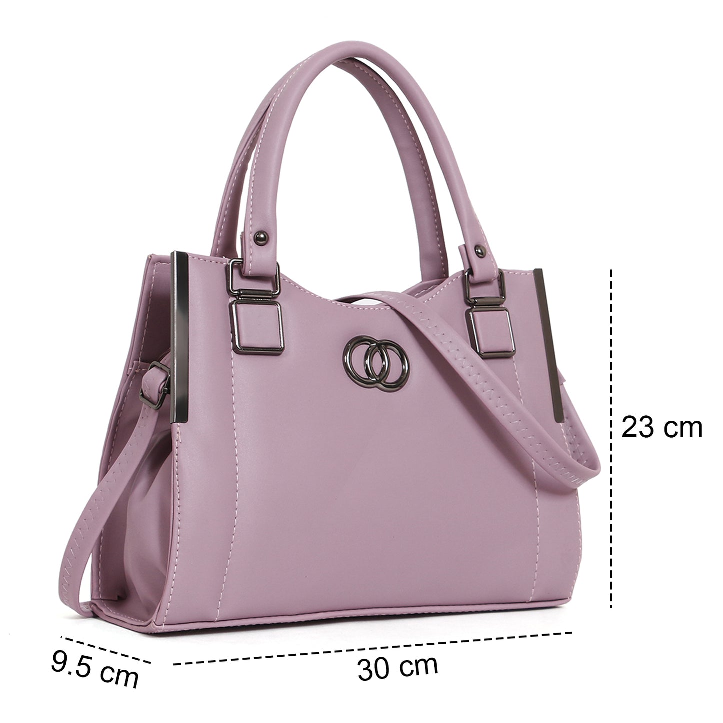 ClassiCove Women Lavender Handbag | PU Leather Satchel Bag with Sling Strap | Stylish Office & Casual Purs Desi Hands