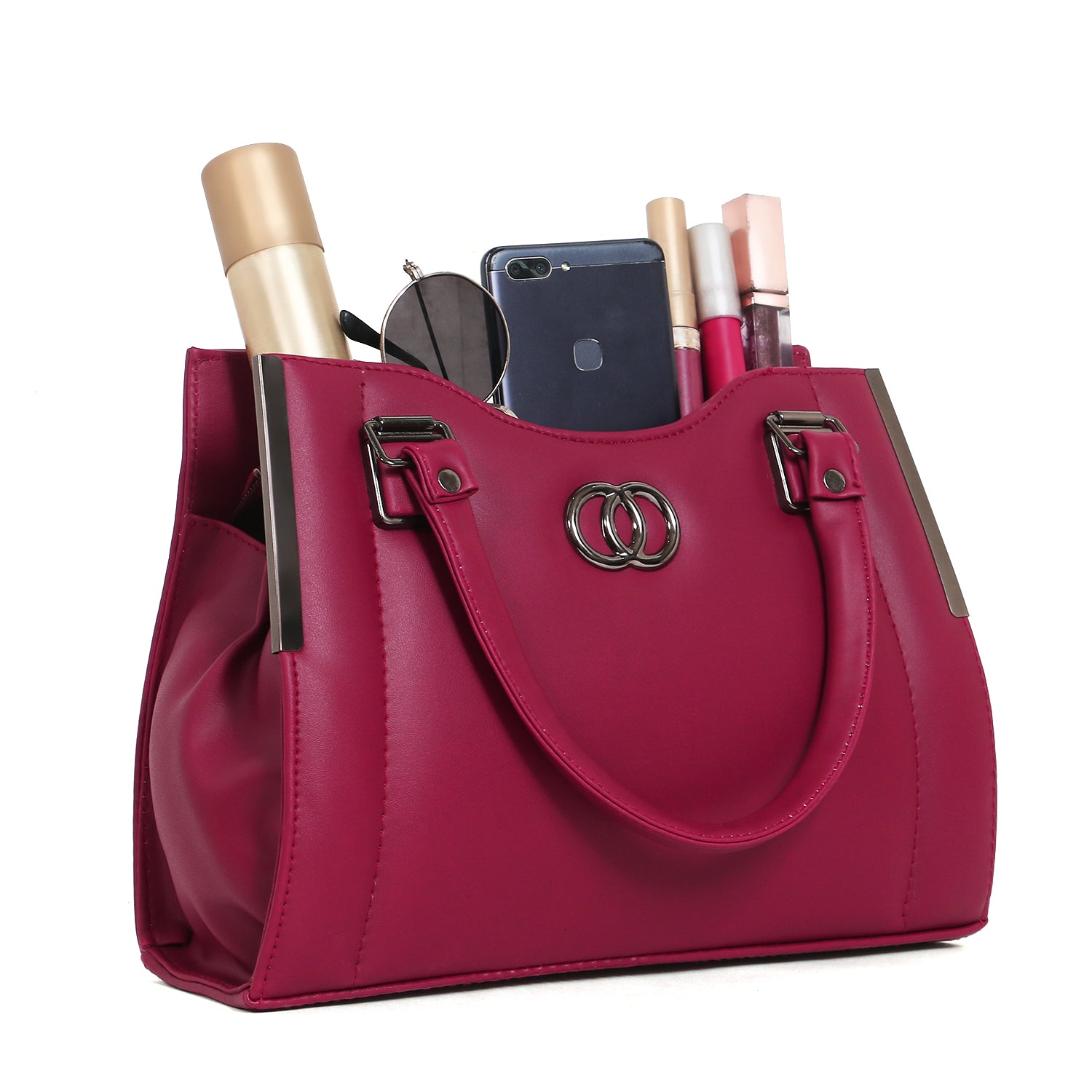 ClassiCove Women Pink  Handbag | PU Leather Satchel Bag with Sling Strap | Stylish Office & Casual Purse Desi Hands