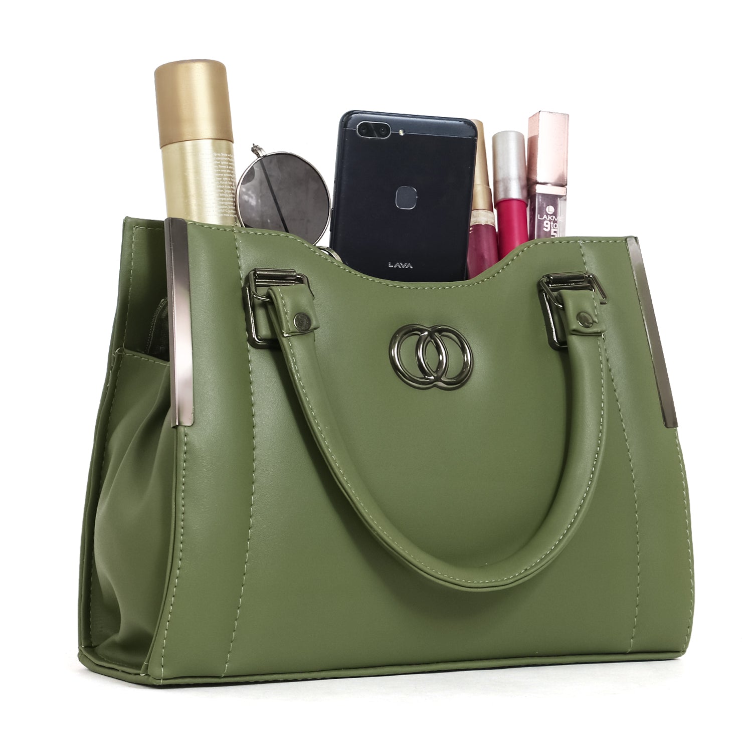 ClassiCove Women Green  Handbag | PU Leather Satchel Bag with Sling Strap | Stylish Office & Casual Purse Desi Hands