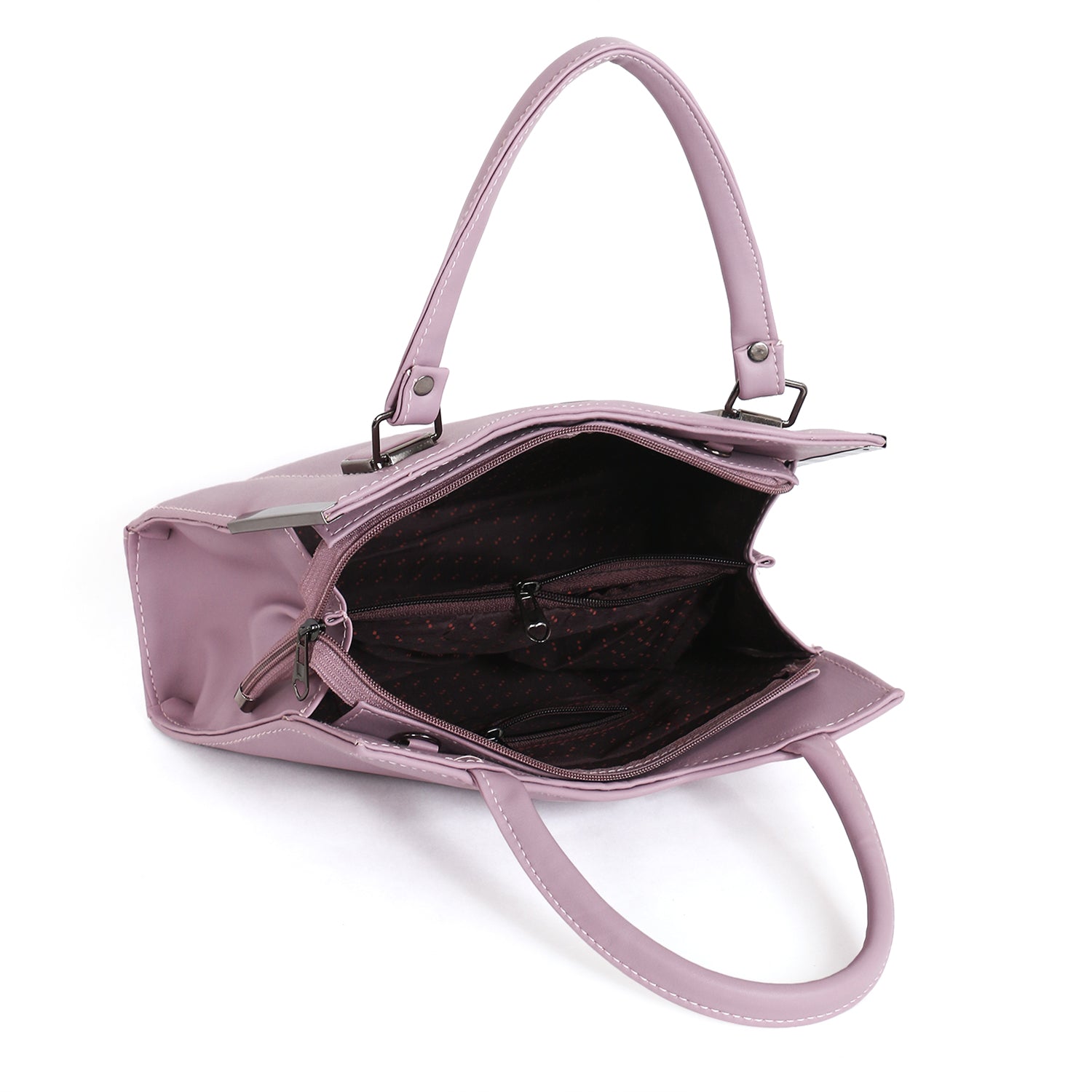 Classicove Lilac Handbag with Multi Compartments and Elegant Metal Detailing Desi Hands