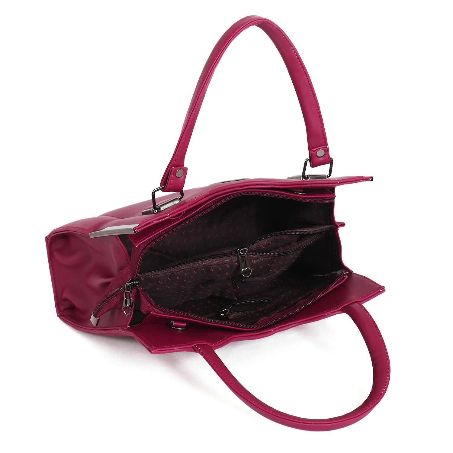 ClassiCove Women Pink  Handbag | PU Leather Satchel Bag with Sling Strap | Stylish Office & Casual Purse Desi Hands