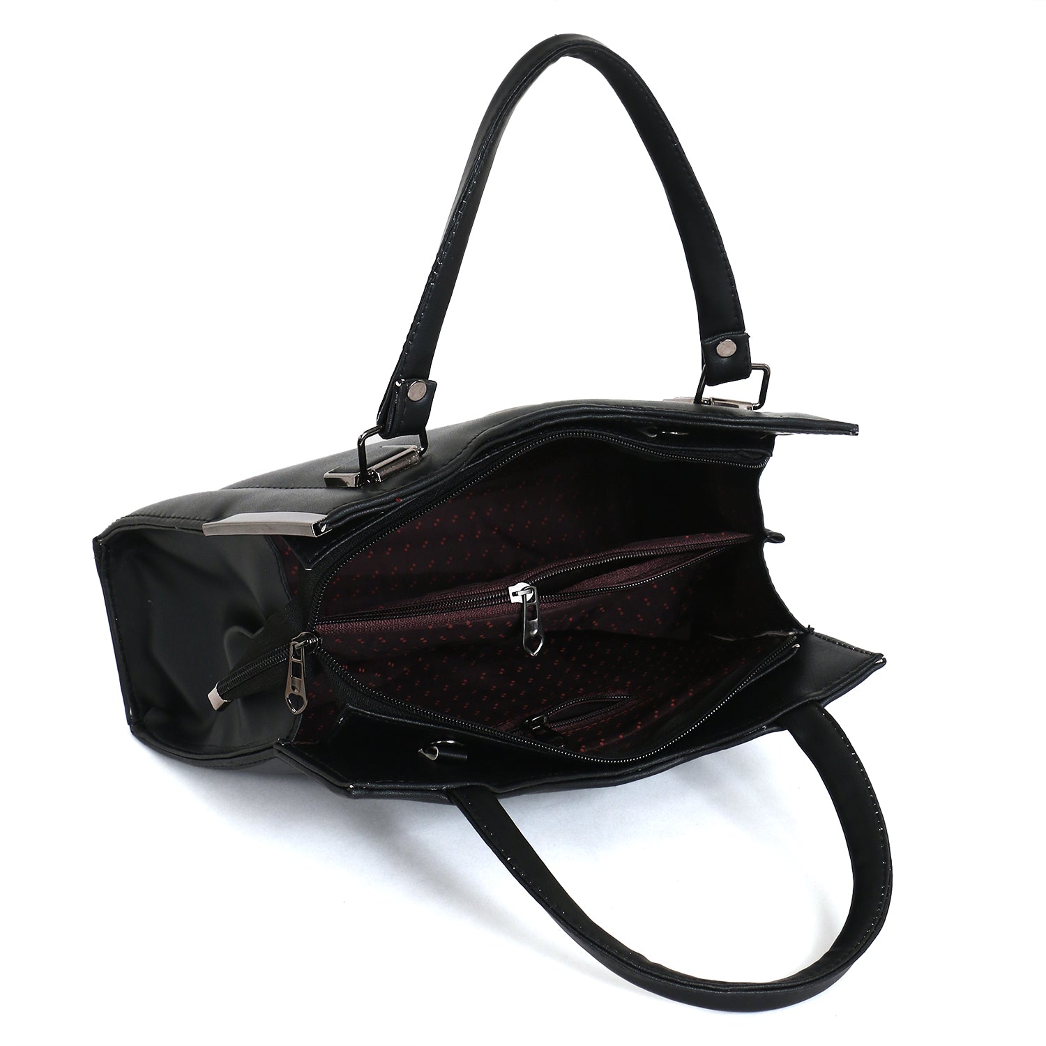 Classicove Black Elegance Handbag with Multi-Compartments & Premium Finish Desi Hands