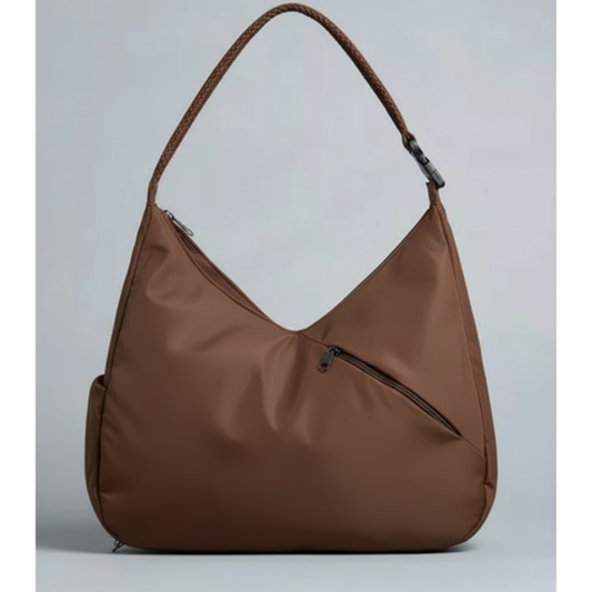 Classicove Women Brown Large Hobo Shoulder Bag | Spacious Waterproof Nylon Handbag for Office, College, Travel | Lightweight & Stylish Everyday Tote Desi Hands