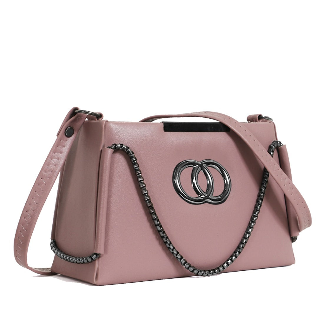 Classicove Elegant Pink Shoulder Bag with Chain Detailing Desi Hands