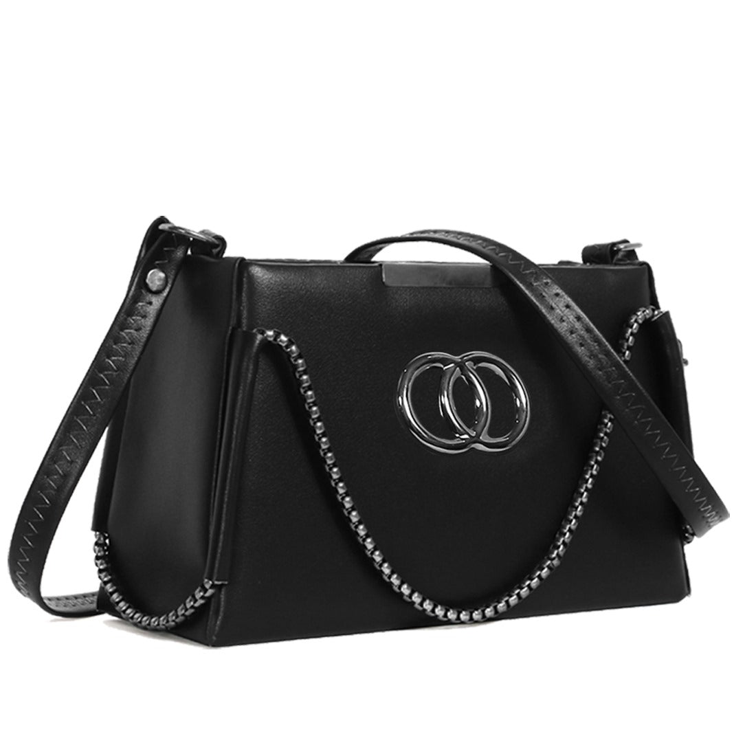 Classicove Elegant Black Shoulder Bag with Chain Detailing & Premium Finish Desi Hands