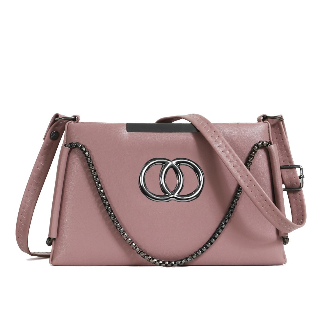 Classicove Elegant Pink Shoulder Bag with Chain Detailing Desi Hands