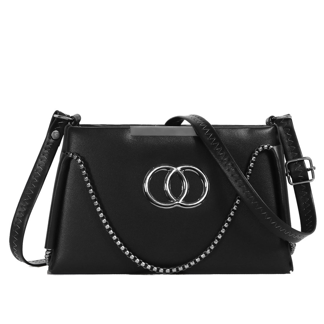 Classicove Elegant Black Shoulder Bag with Chain Detailing & Premium Finish Desi Hands