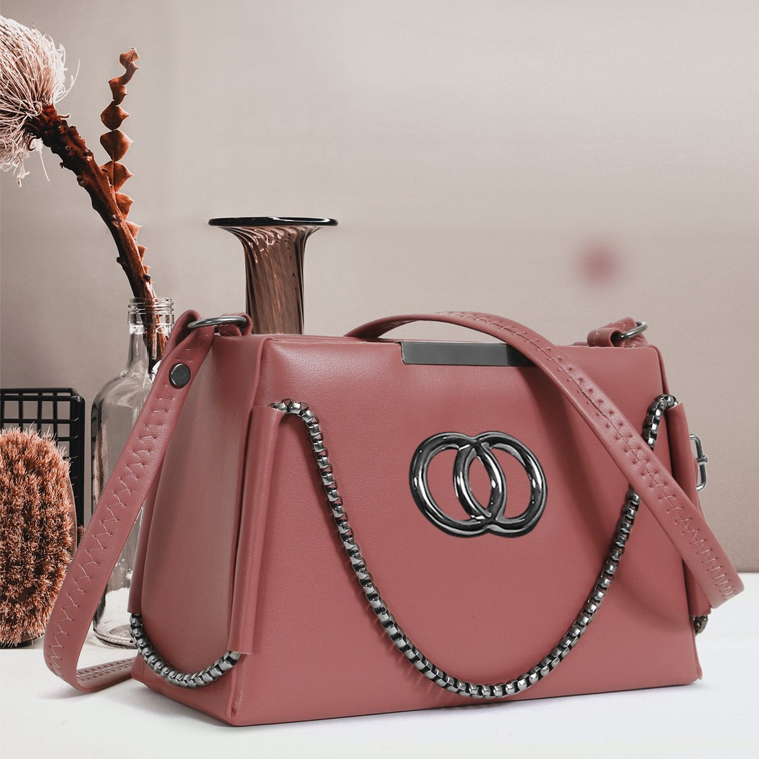 Classicove Stylish Pink Chain Shoulder Bag for Women Desi Hands