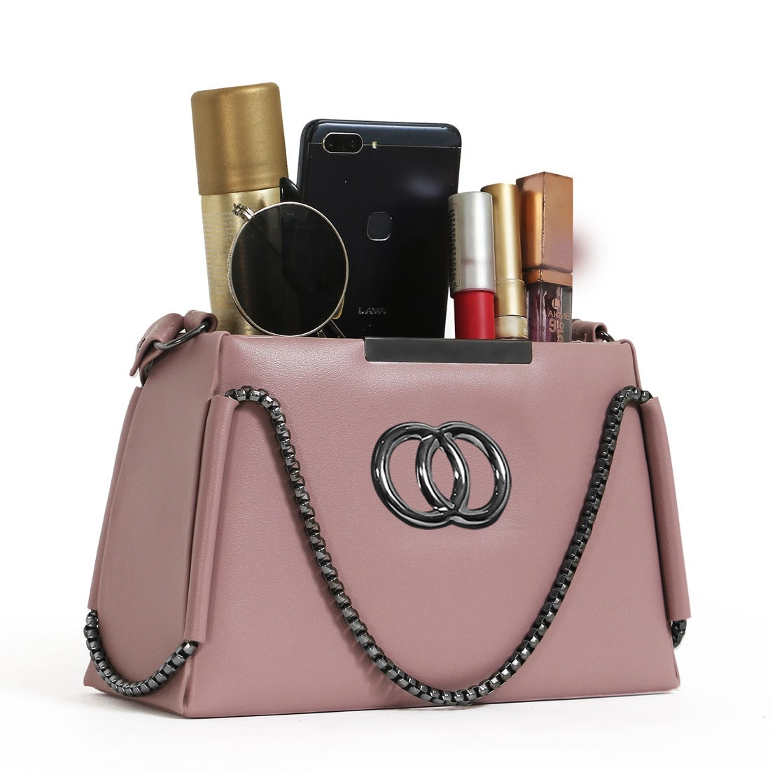 Classicove Elegant Pink Shoulder Bag with Chain Detailing Desi Hands