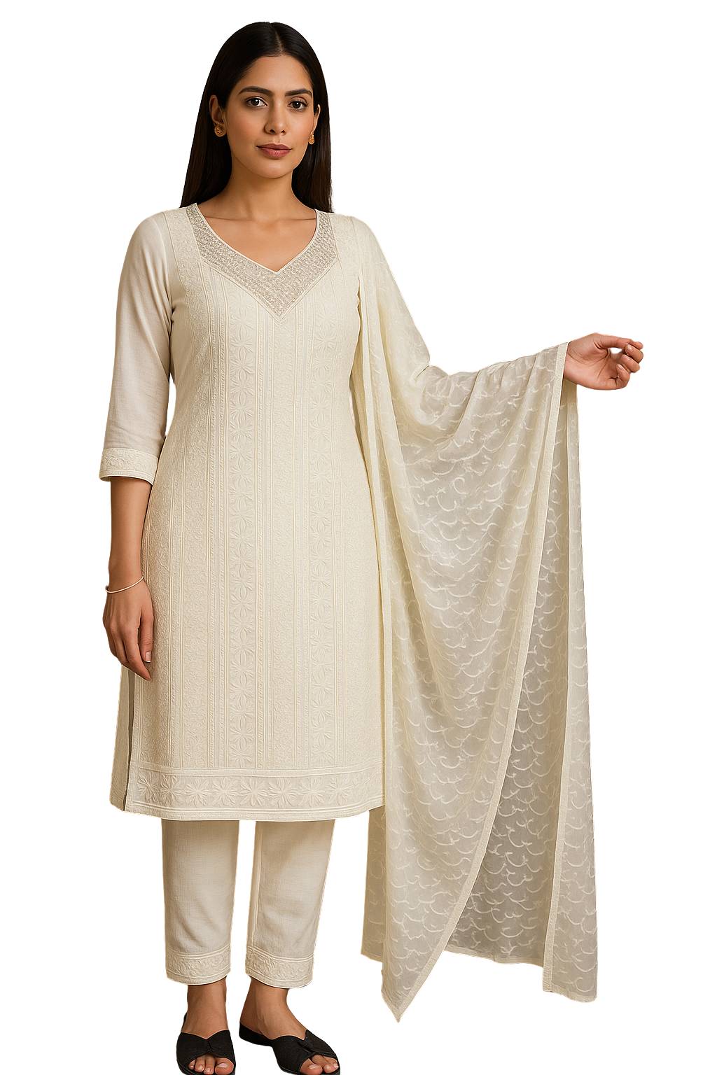 Classicove™ Ivory Pure Cotton Vichitra Suit Set – Exclusive at Desi Hands