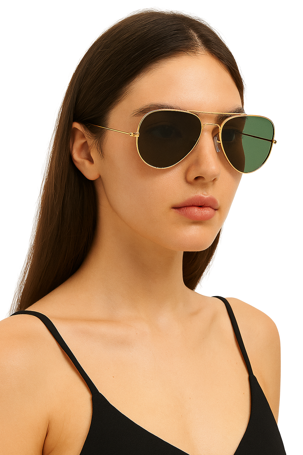ClassiCove™ Polarised Aviator Sunglasses Green with Golden Frame