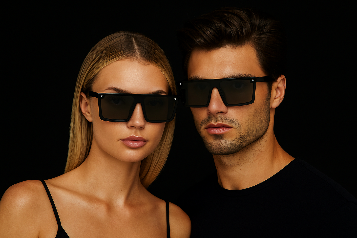 ClassiCove™ Shadow Luxe Square Sunglasses Black