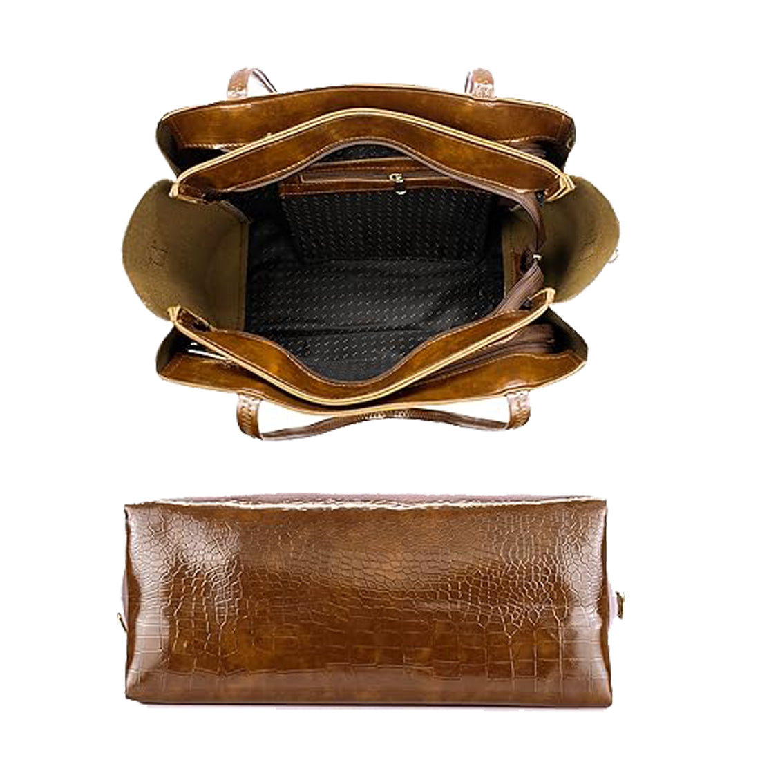 Classicove Elegant Brown Croc-Textured Tote Bag for Women Desi Hands