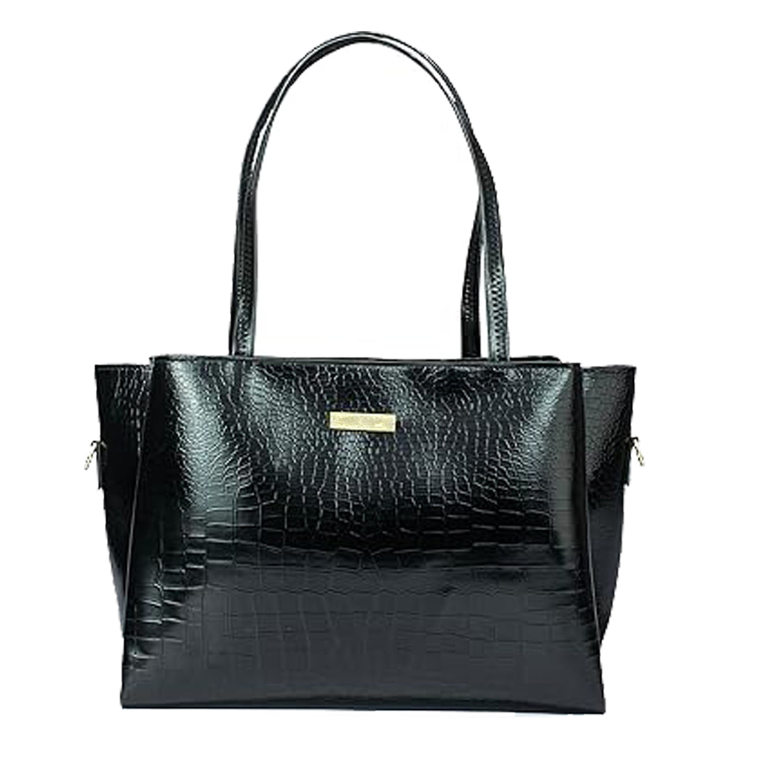 Classicove Black Croc-Textured Tote Bag with Spacious Compartments Desi Hands